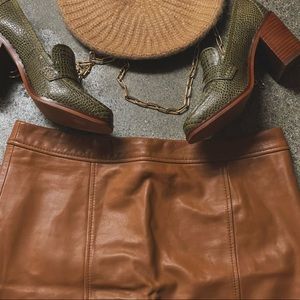 Gianni Bini🐪 Dainty Camel Brown Leather Skirt 🐪